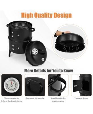 3-in-1 Charcoal BBQ Grill Cambo with Built-in Thermometer