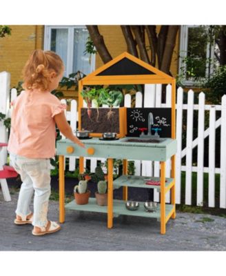 Kids Kitchen Playset with Root Viewer Planter and Rotatable Faucet