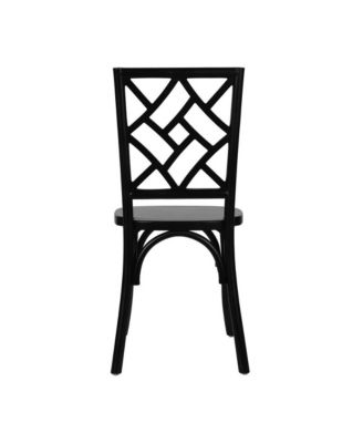 Mara Solid Wood Dining Chair With Stackable Design, Ornate Seat Back Accenting, And Elegant Finish