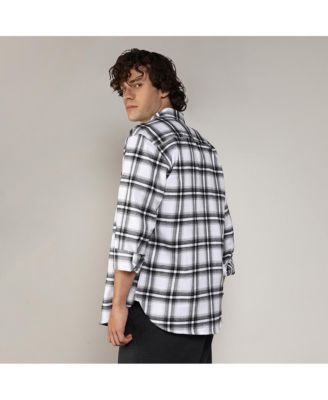 Men's Chalk White & Midnight Black Brushed Buffalo Check Shirt
