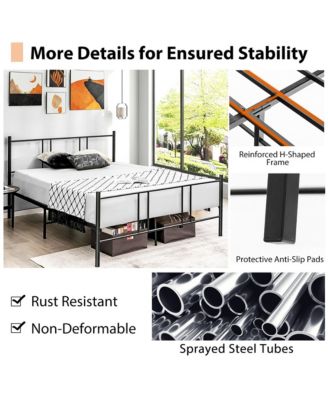 Full Size Steel Platform Bed Frame Headboard Heavy-Duty Mattress Foundation
