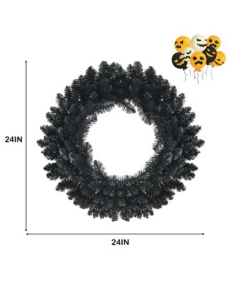 24 Inch Pre-lit Halloween Wreath with 35 Purple LED Lights