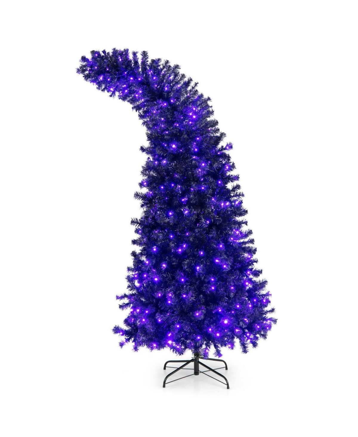 7 Feet Pre-Lit Halloween Tree 8 Flash Modes with 400 Lights - Purple