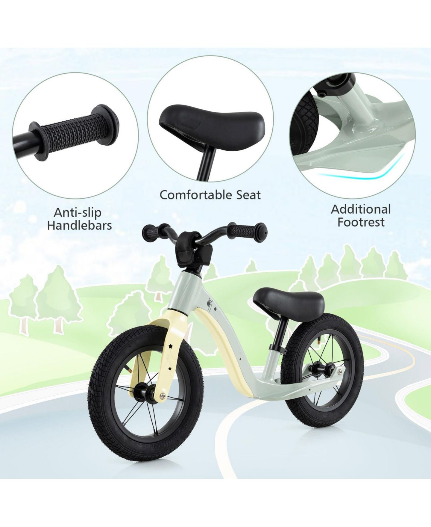 Детская игрушка VEBREDA 12-Inch Balance Bike with Adjustable Seat and Rotatable Handlebar, цвет: Зелёный — фото 3