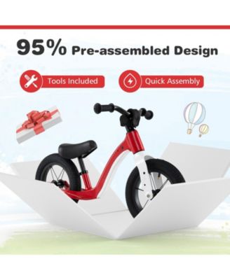 12-Inch Balance Bike with Adjustable Seat and Rotatable Handlebar for Over 36 Months Old-White