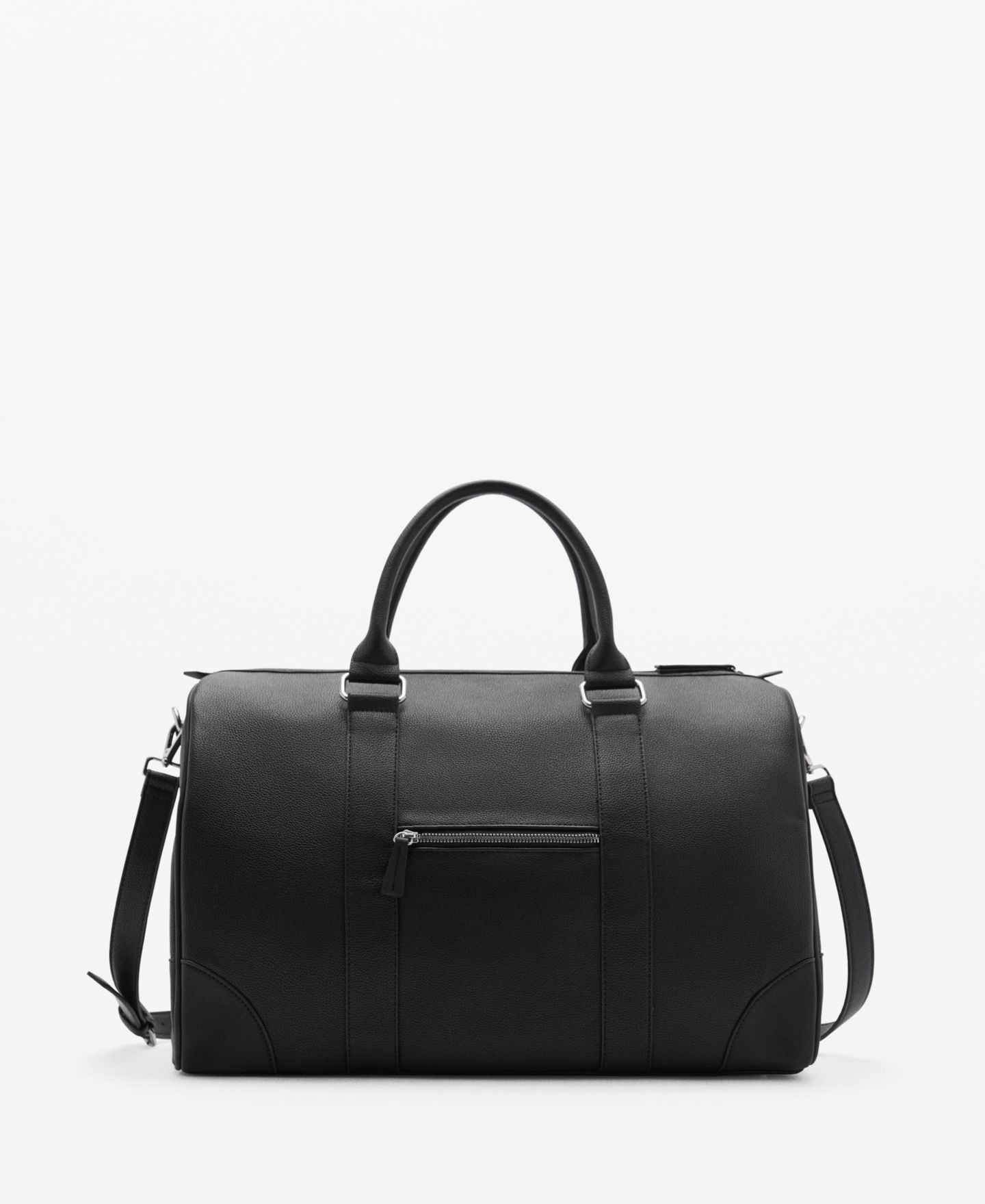 Мужская сумка MANGO Patent Leather-Effect Bowling, цвет: Чёрный — фото 1