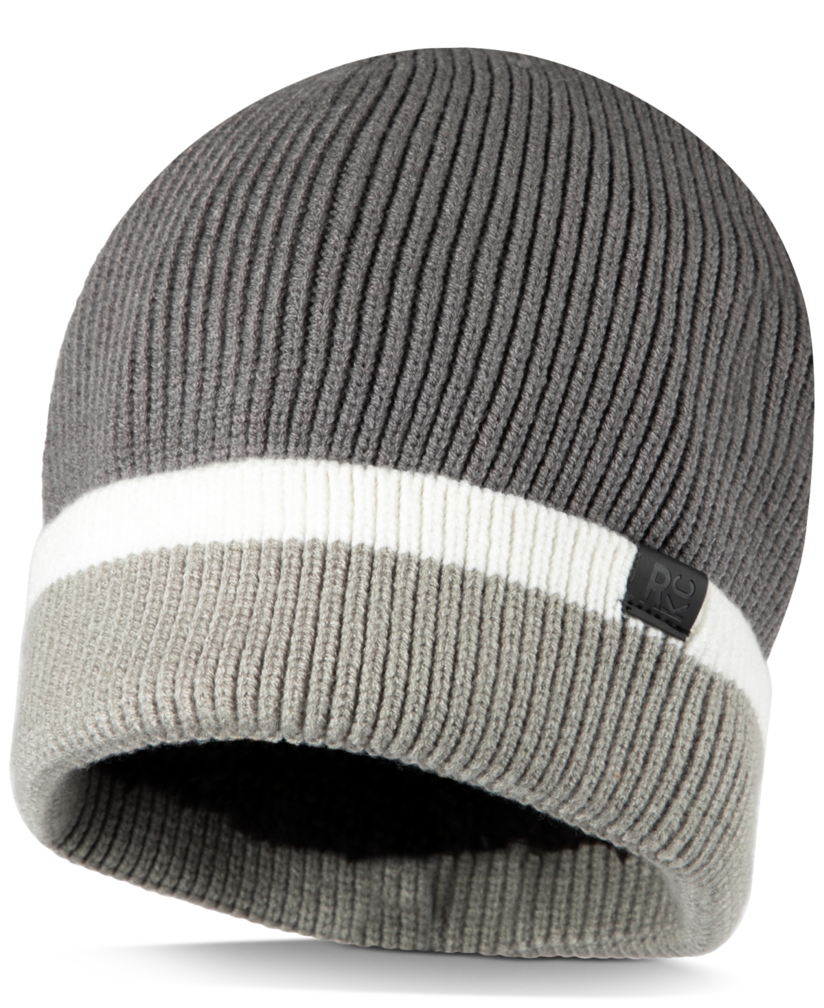 Kenneth Cole Reaction Men's Brushed Stripe Beanie & Scarf Set In Gray