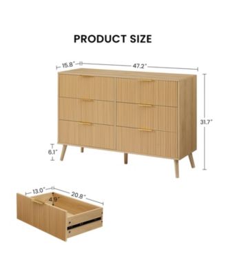 Streamdale Wooden Dresser with 6 Wavy Drawers (47.2"W x 15.8"D x 31.7"H)