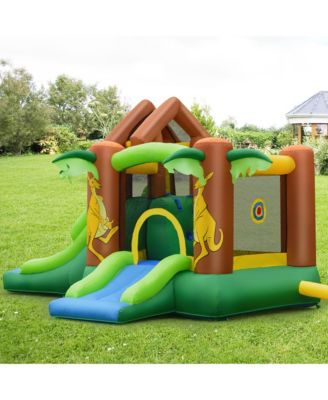 Inflatable Jungle Bounce House Kids Dual Slide Jumping Castle Bouncer