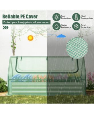 6 x 3 x 3 Feet Galvanized Raised Garden Bed with Greenhouse-Green