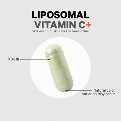 Liposomal Vitamin C 1500mg with Zinc, Elderberry, Citrus Bioflavonoids Grapefruit, Lemon, Orange Powder, Quercetin & Rose HIPS, 180 Capsules
