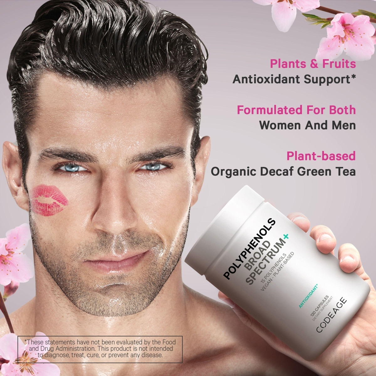 Codeage Polyphenols Broad Spectrum Supplement - Blend of 15 Berries, Fruits, and Botanical Extracts, Decaf Green Tea Leaf, Quercetin, Resveratrol, Pom