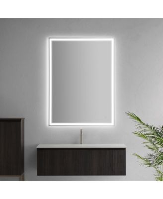 Pax Rectangular Frameless Anti-Fog Aluminum Frontback Lit Tri Color LED Bathroom Vanity Mirror