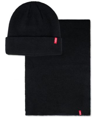 Levi's Cream Gold Beanie and Scarf store Set