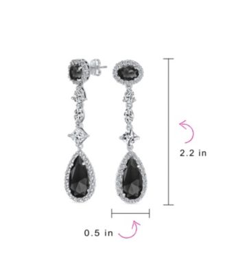 Art Deco Red Cubic Zirconia Halo Long Pear Solitaire Teardrop CZ Statement Dangle Chandelier Earrings Pageant Party