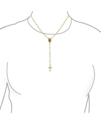 Prayer Rosario Crucifijo Crucifix Cross Catholic Virgin Mother Mary Rosary Beads Necklace 18K Gold Plated Brass