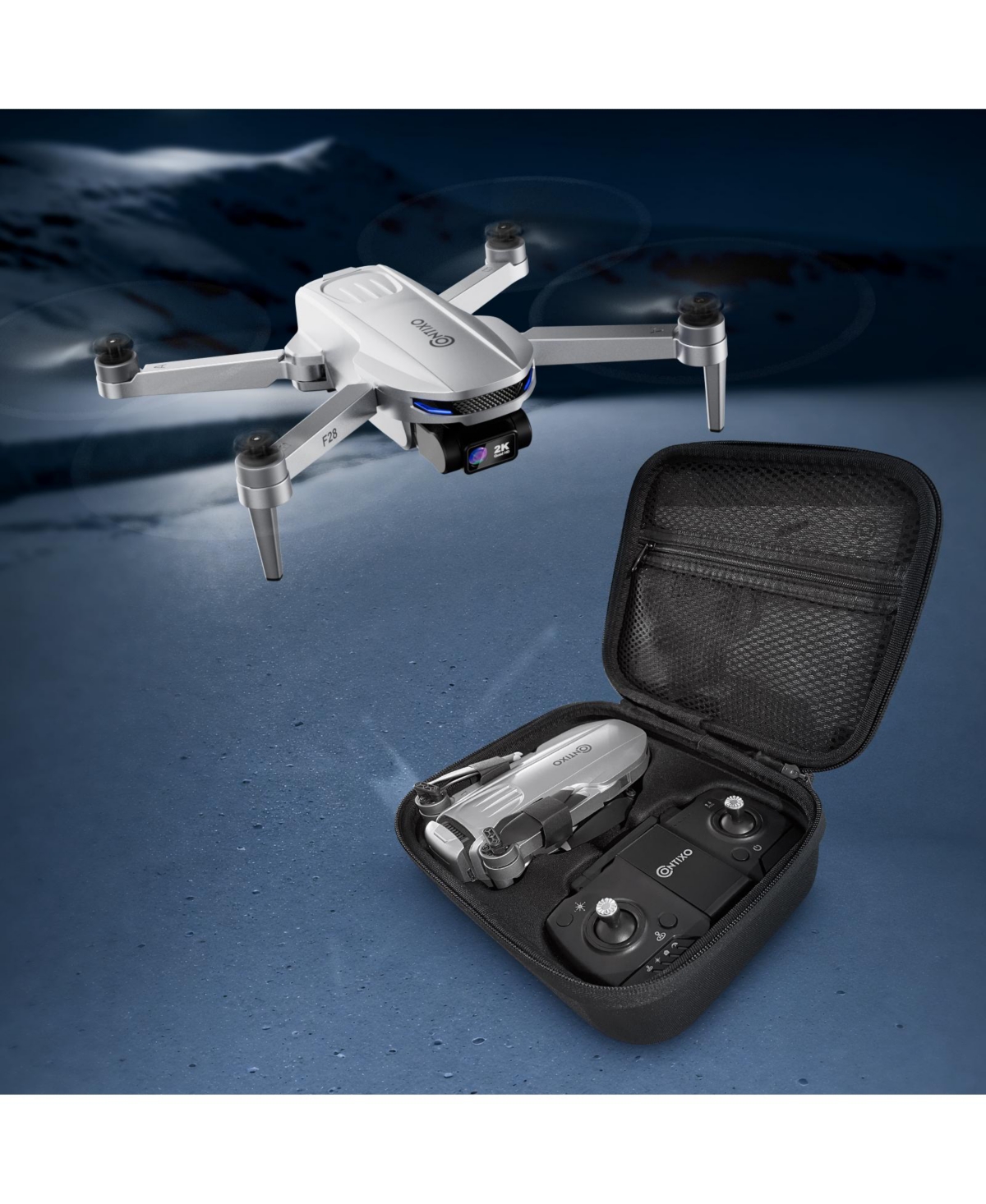 Contixo F28 Foldable Gps Drone - 2K Fhd Camera with Gps Control and Selfie Mode - Follow Me, Way Point, & Orbit Mode -With Carrying Case