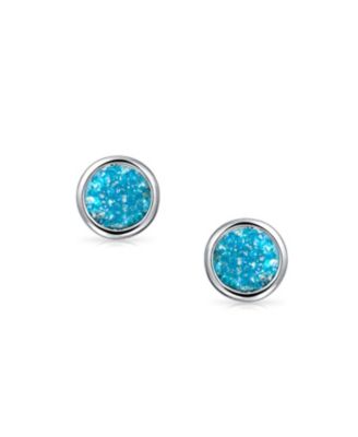 Boho Simple Fashion Bezel Set Druzy Quartz Stud Earrings Silver Plated Brass