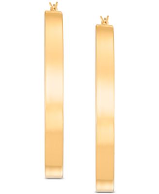 Polished Pear-Shape Flat Medium Hoop Earrings in 14k Gold-Plated Sterling Silver