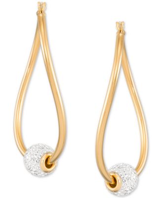 Crystal Ball Figure Eight Medium Hoop Earrings in 14k Gold-Plated Sterling Silver