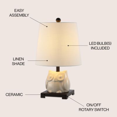 Justina 16" Ceramic Mini LED Table Lamp, Antique White