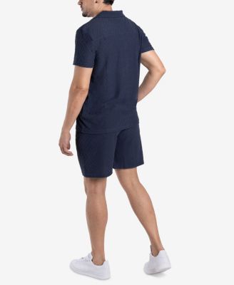 Men's Casual Textured Camp Collar Short Sleeve Button-Up Shirt