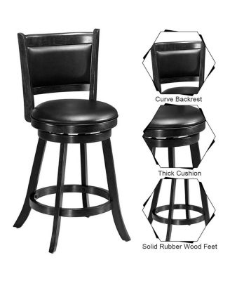 2 Pieces 24 Inch Swivel Counter Stool Dining Chair Upholstered Seat