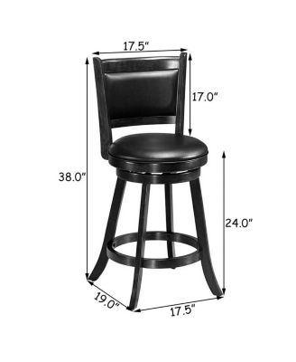 2 Pieces 24 Inch Swivel Counter Stool Dining Chair Upholstered Seat