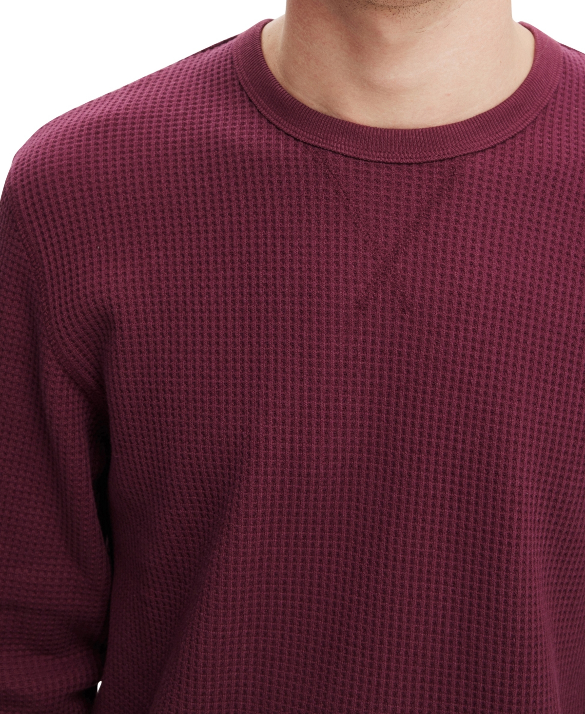 Shop Cotton On Men's Chunky Waffle Long Sleeve T-shirt In Burgundy
