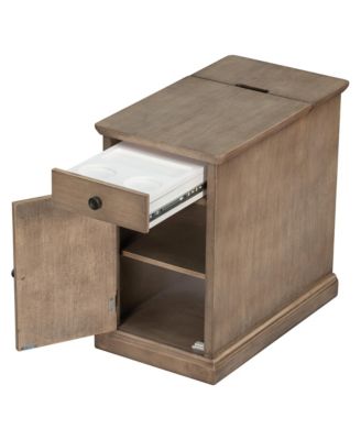  Classic Vintage End Table with USB Ports and Drawer