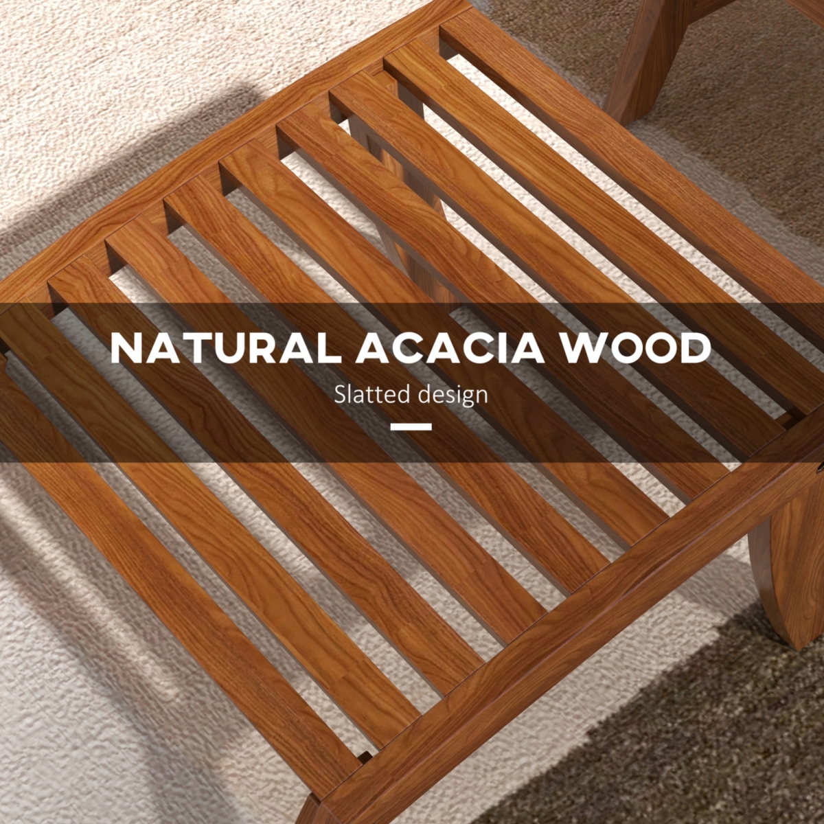 Acacia Wood Patio Chair Set with Footstools and Cushion