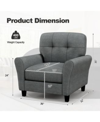 Modern Upholstered Accent Chair with Rubber Wood Legs