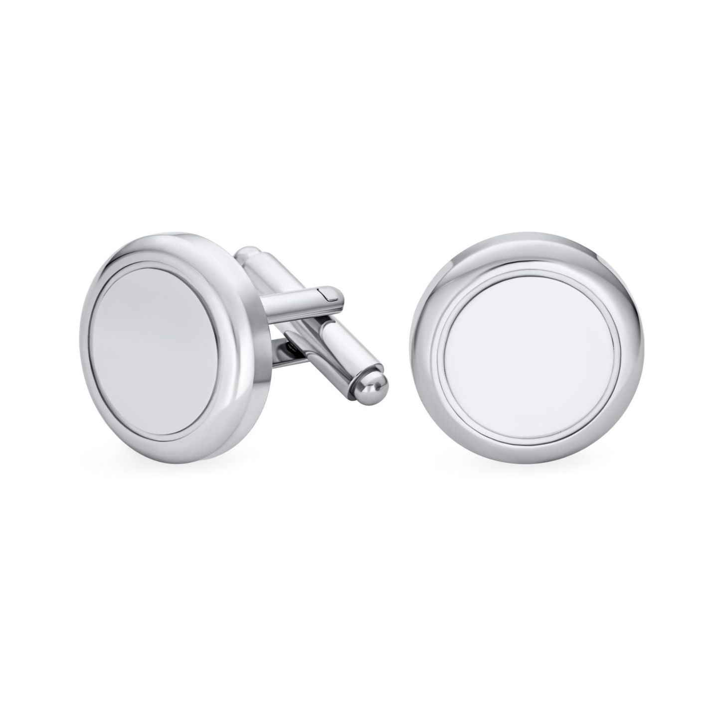 Мужские запонки Bling Jewelry Grey Monogram Round Cufflinks, цвет: Серый — фото 1