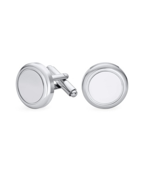 Мужские аксессуары Bling Jewelry Classic Monogram Style Round Circle Cufflinks For Men Executive Gift Stainless Steel