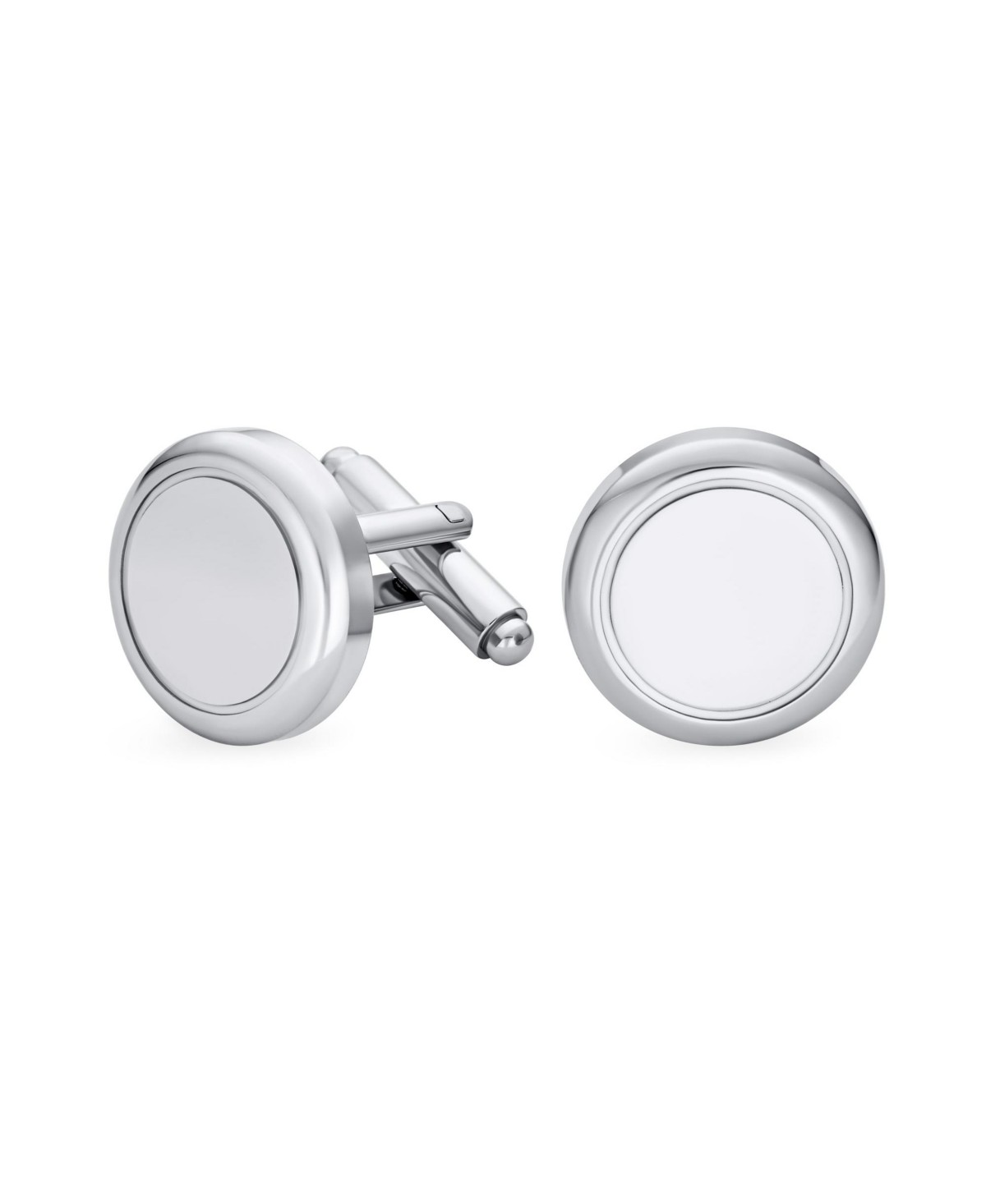 Мужские аксессуары Bling Jewelry Classic Monogram Style Round Circle Cufflinks For Men Executive Gift Stainless Steel — фото 1