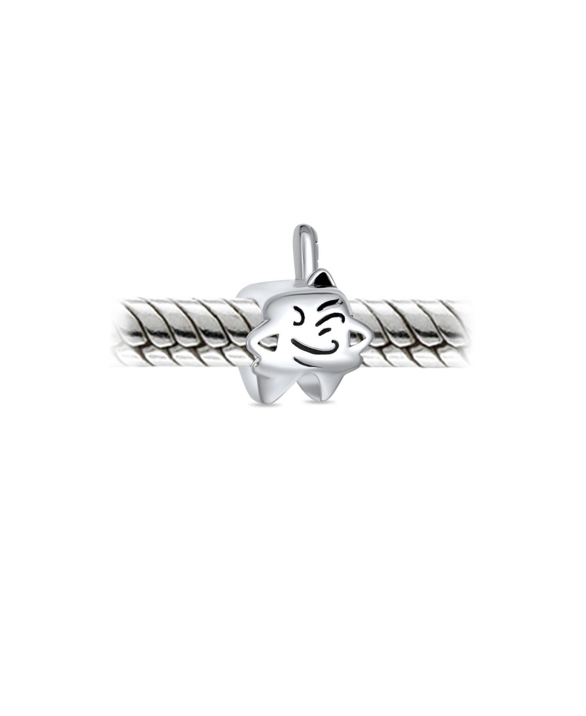 Bling Jewelry Cartoon Winking Tooth Fairy Dentist Charm Bead Oxidized Sterling Silver Fits European Bracelet