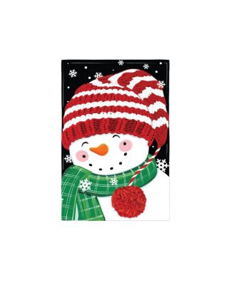 Garden Flag Cheerful Snowman Applique Double Sided Indoor Outdoor Decor 18" x 12.5"