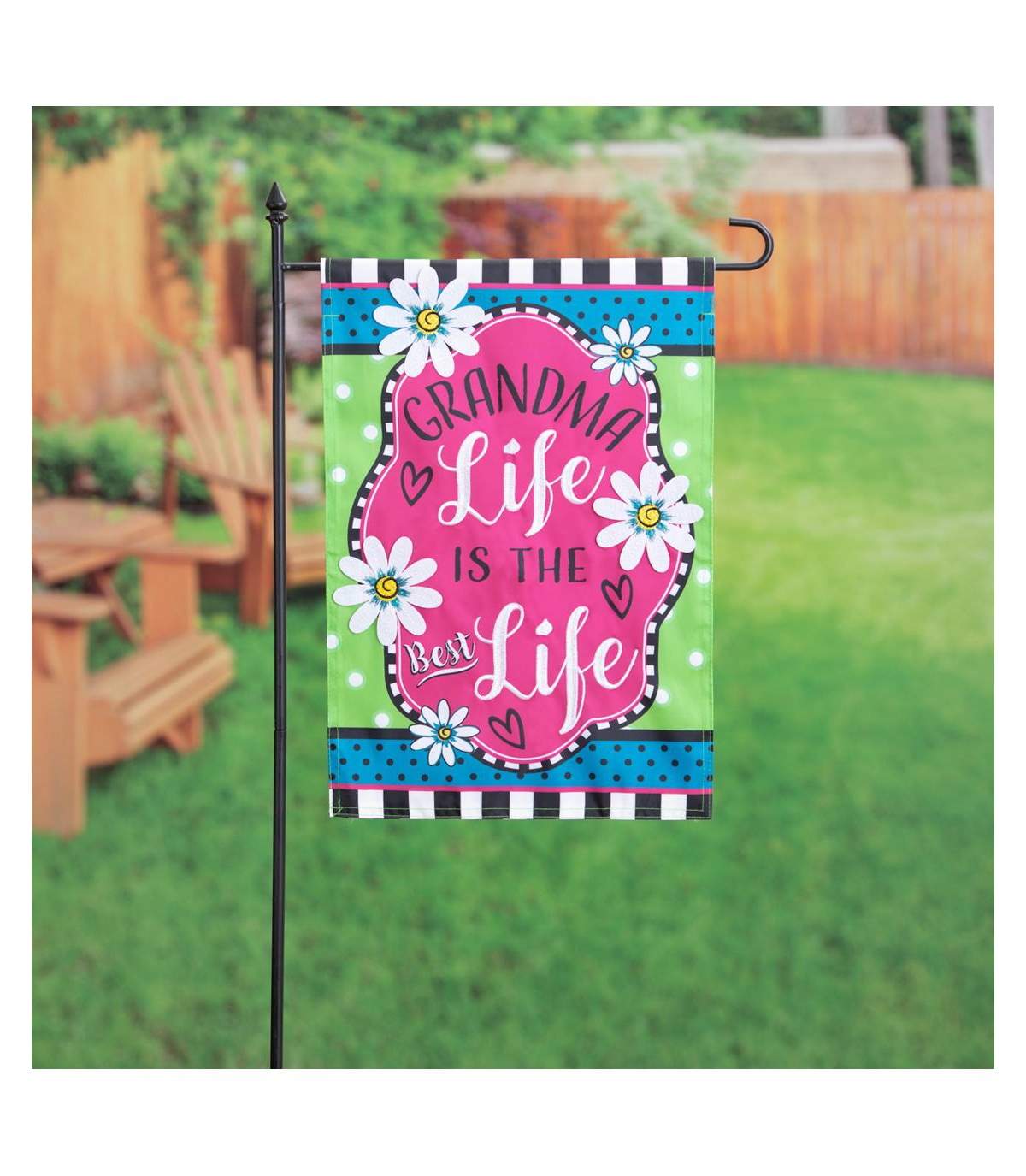 Evergreen Garden Flag Grandma Life Applique Double Sided Indoor Outdoor Decor