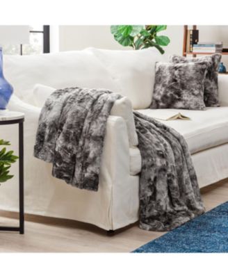 Premium Throw Blanket & Pillow Cover - Long Faux Fur Fuzzy Sherpa Throw (50" x 65”) & 2 Pillow Covers (18" x 18”) - 3-Piece Set, Pink