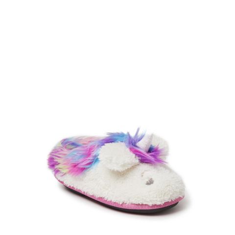 Детские тапочки Dearfoams Girls Peyton Novelty Unicorn Fuzzy Slipper, цвет: Розовый