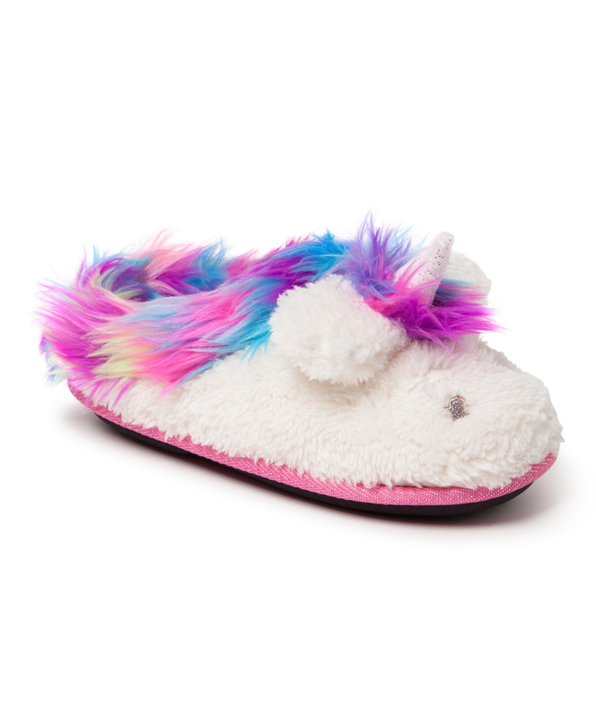 Dearfoams Girls Peyton Novelty Unicorn Fuzzy Slipper - Paradise pink