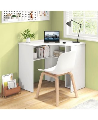 L-Shaped Computer Desk with Storage Shelves Adjustable Shelf for Home Office