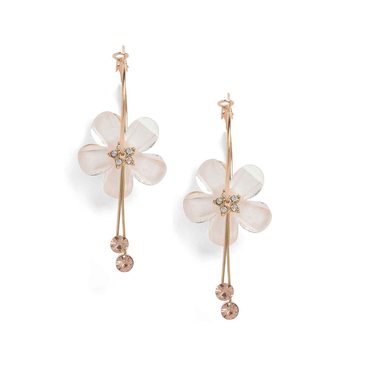 Sohi Women's Flower Hoop Earrings - White