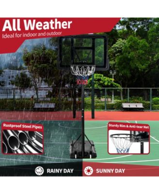 Adjustable Portable Basketball Hoop Stand with Shatterproof Backboard Wheels