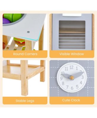 Wooden Kid's Play Kitchen Set Pretend Chef Cooking Toy with Cookware Accessories