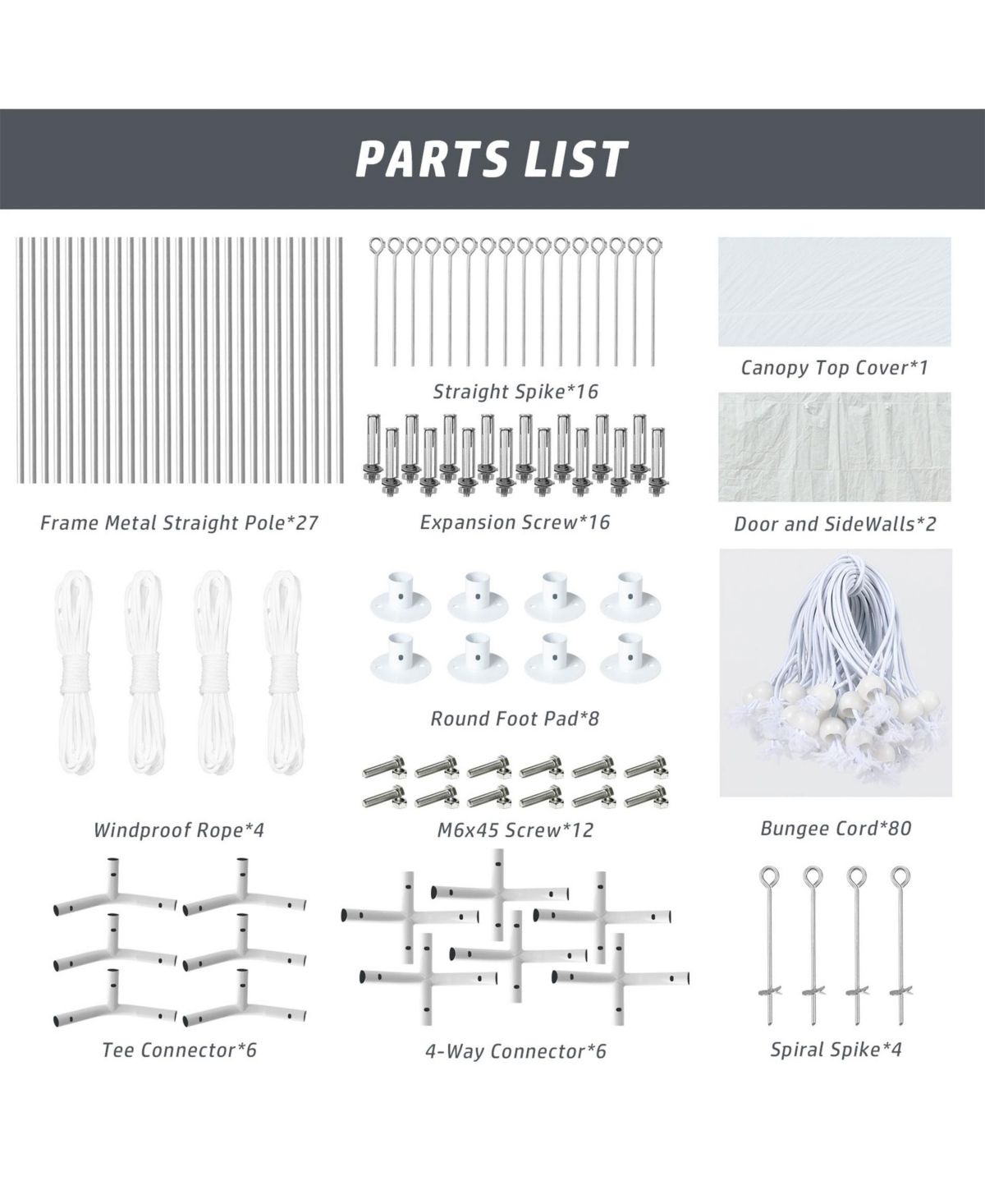 Aoodor 20 x 12 Ft. Vehicle Carport Canopy Portable Garage Party Canopy Tent Boat Shelter, Heavy Duty Metal Frame with Removable Rool-up