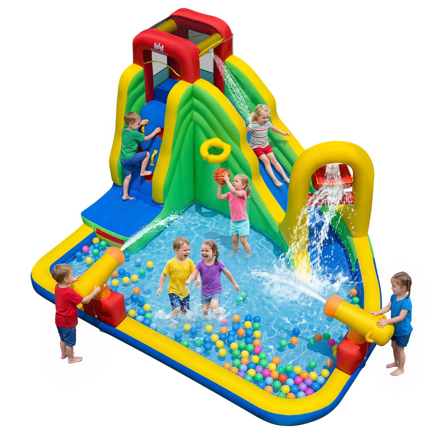 Детская игрушка Costway Inflatable Water Slide Bounce House, 350-lb Capacity, 3–10 лет, цвет: Зелёный — фото 1