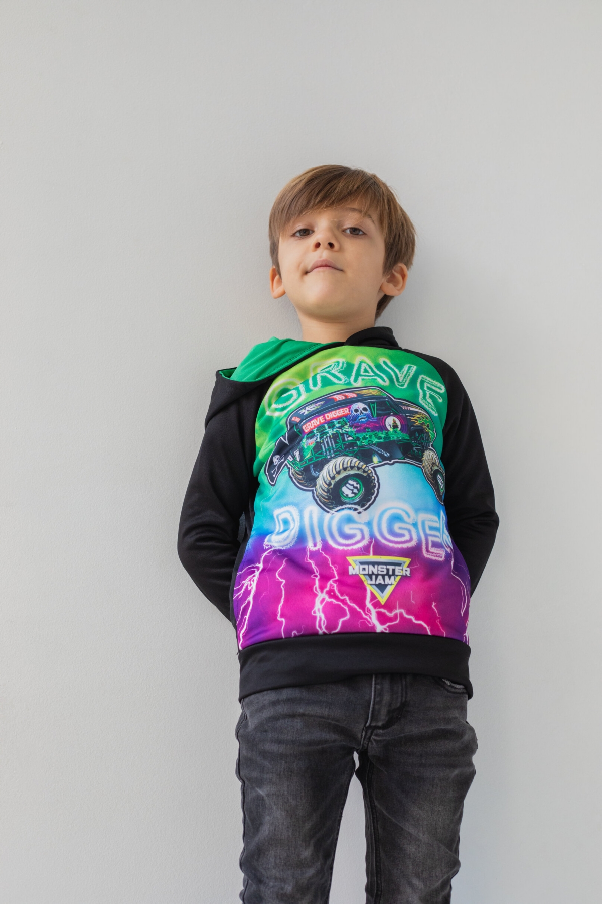 Monster Jam Toddler Boys Maximum Destruction El Toro Loco Grave Digger Fleece Pullover Hoodie to