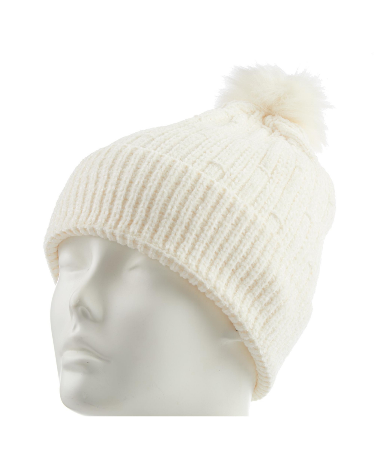 ISOTONER WOMEN'S CLASSIC CHENILLE BEANIE WITH CUFF POM 