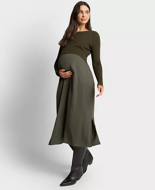 women's knit to woven dress